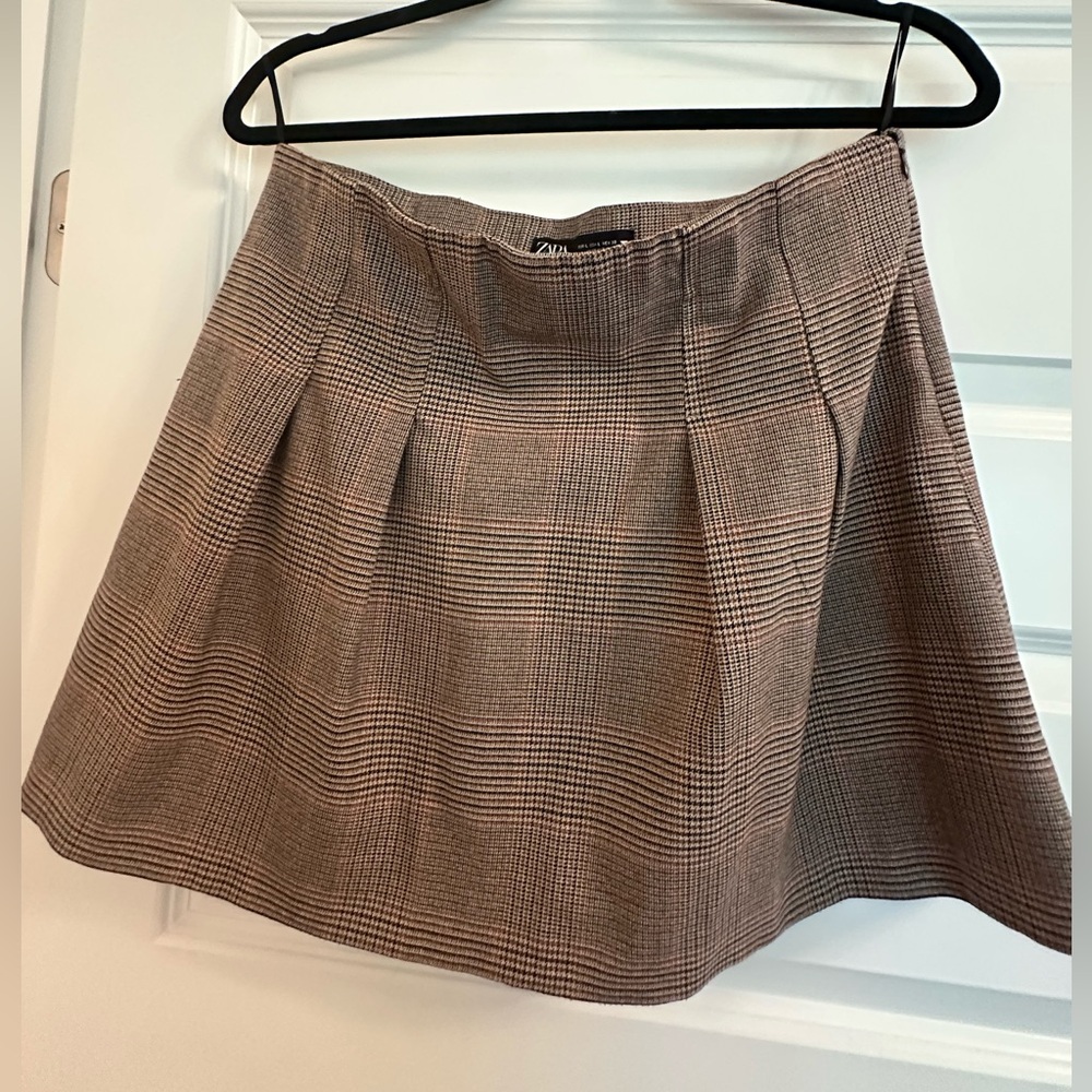 Zara Plaid Pleated Mini Skirt